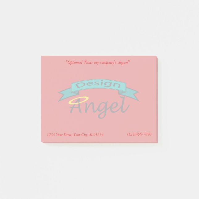 Rotes Logo eingebrannt Wasserzeichen mit Post-it Klebezettel (Vorderseite)