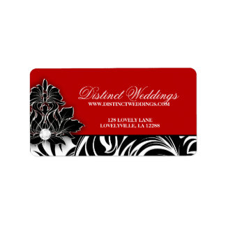 Rotes Logo für das elegante Wedding Label Juwelier Adressaufkleber
