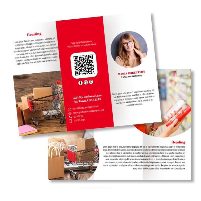 Rotes Logo oder Foto Geschäftsbroschüre (Business brochure with your photo or logo template. )
