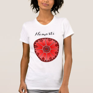 Rotes Lotus-Mandala Namaste-Typografie Yoga indivi T-Shirt