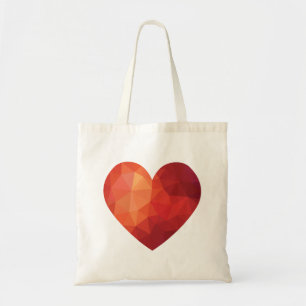 Rotes Low-Poly-3D-Geometrieherz Tragetasche