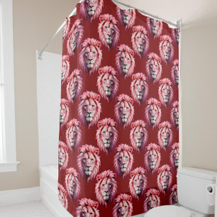 Rotes Löwenkopf-Design  Duschvorhang