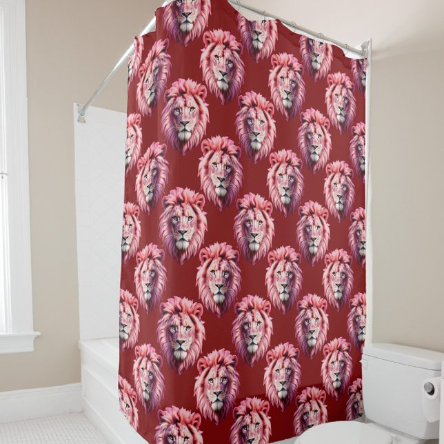 Rotes Löwenkopf-Design  Duschvorhang (Von Creator hochgeladen)