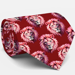 Rotes Löwenkopf-Design  Krawatte