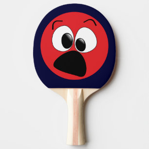 Rotes lustiges Gesichts-Klingeln Pong Paddel Tischtennis Schläger