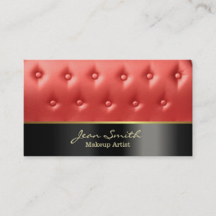 Rotes Luxusleder gepolsterter Maskenbildner Visitenkarte