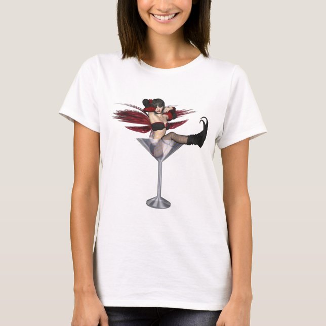 Rotes Mädchen aus Martini-Glas T-Shirt (Vorderseite)