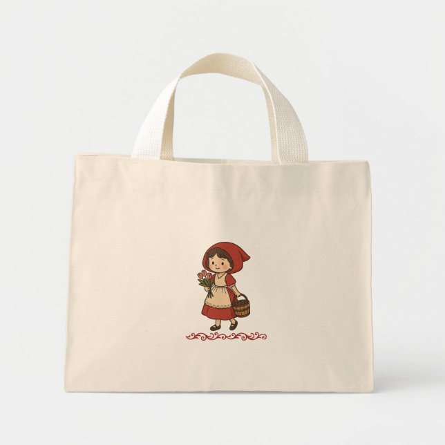 rotes Mädchen Mini Stoffbeutel (Vorne)
