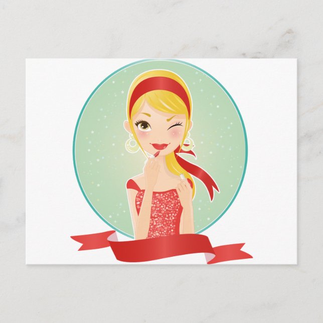 Rotes Mädchen Postkarte (Vorderseite)