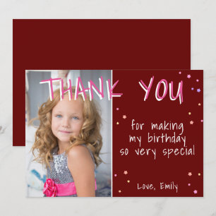 Rotes Mädchen Sterne Geburtstag Dankeschön Fotokar Dankeskarte