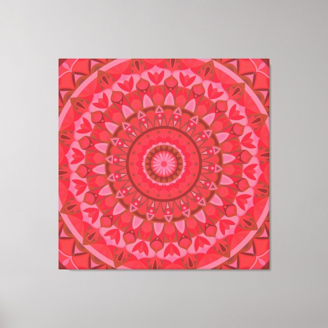 Rotes Mandala-Boho-Geometrisches-Warm-Statement-De Leinwanddruck (Vorderseite)