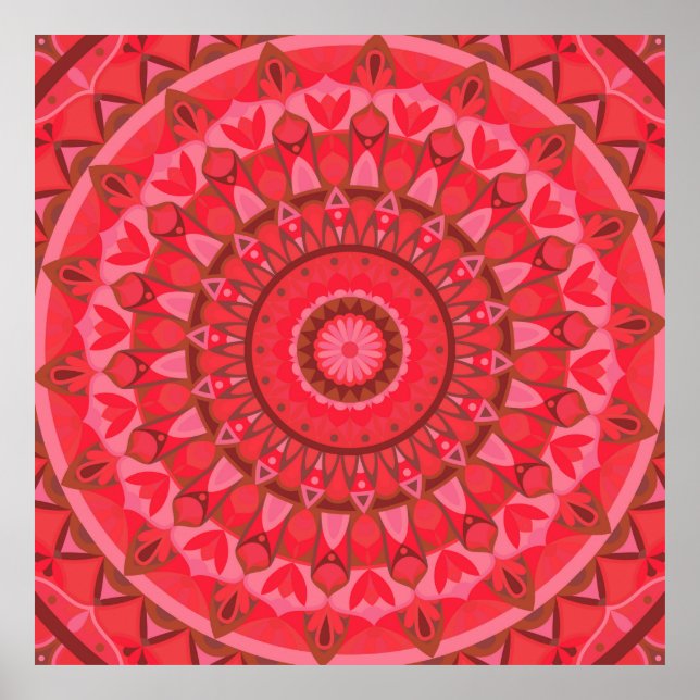Rotes Mandala Bold Boho Lebendig Energetische Lieb Poster (Vorne)