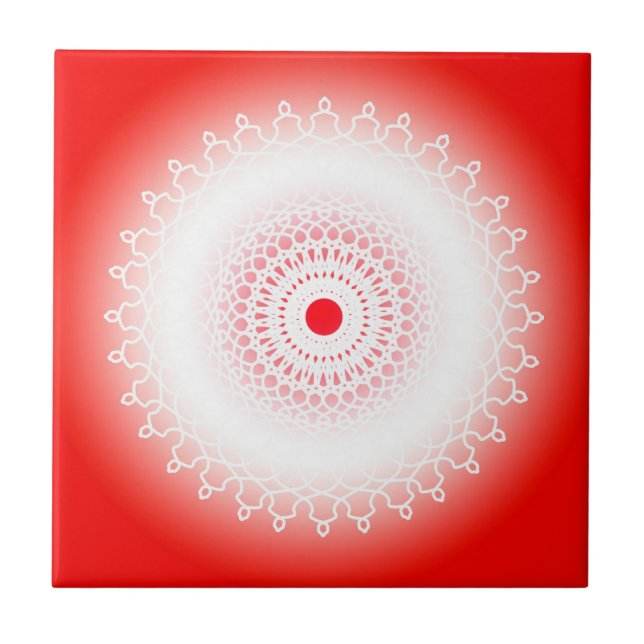 Rotes Mandala Fliese (Vorderseite)