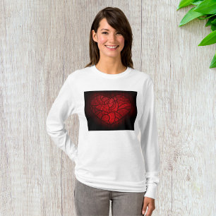 Rotes Mandala Herz Romantisches Boho Muster T-Shirt