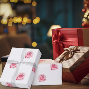 Rotes Mandala-Schneeglöckchen & Weihnachtsschlitte Geschenkpapier