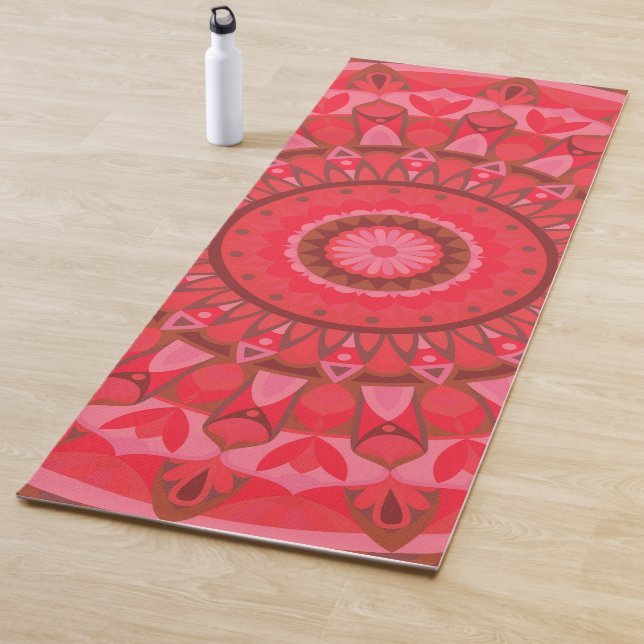 Rotes Mandala-zentriertes Boho-warmes Design Medit Yogamatte (Beispiel)