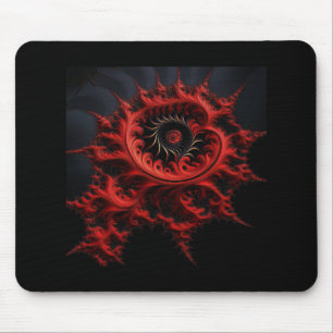 Rotes Mandelbrot-Fraktal auf schwarzem Hintergrund Mousepad