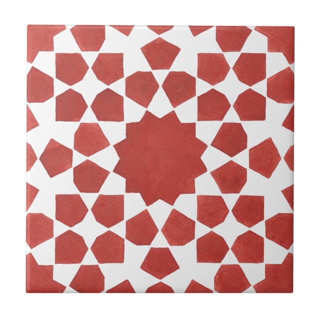 Rotes marokkanisches Mosaik MAMLUK Fliese (Vorderseite)