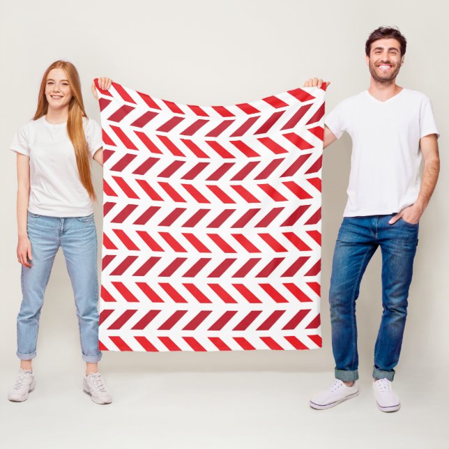Rotes Marone Zackenstreifenmuster Fleecedecke (Beispiel)