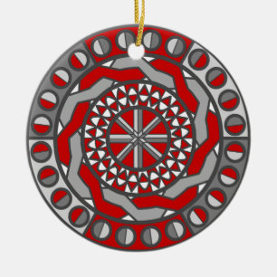 Rotes Maschinenornament Keramik Ornament