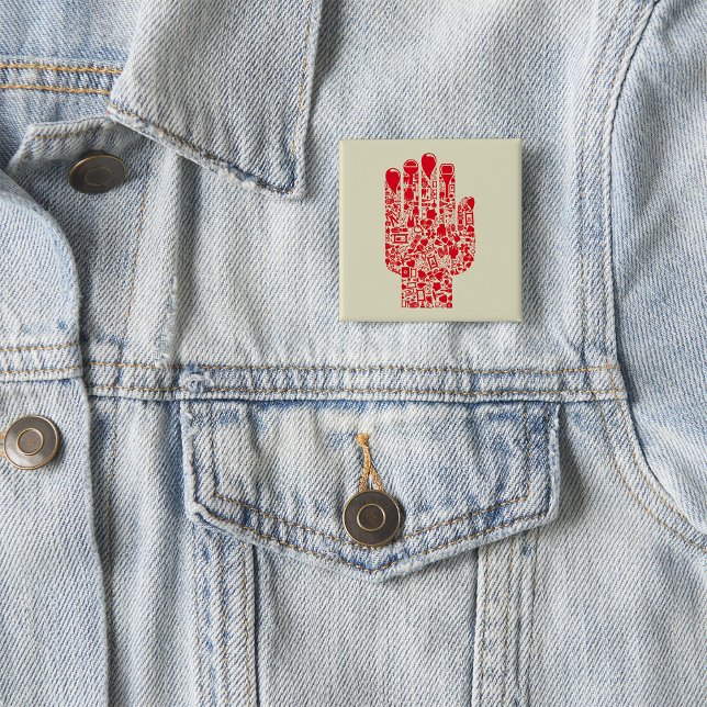 Rotes medizinisches Handsymbol Gesundheitswesen Button (Von Creator hochgeladen)