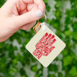 Rotes medizinisches Handsymbol Gesundheitswesen Schlüsselanhänger