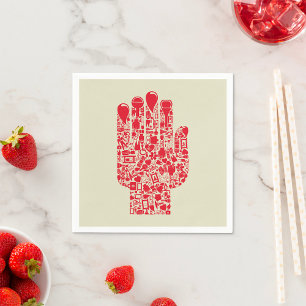 Rotes medizinisches Handsymbol Gesundheitswesen Serviette