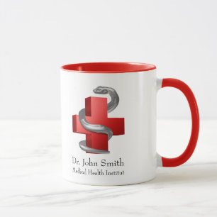 Rotes medizinisches Kreuz Silber-Symbol Schlange Tasse