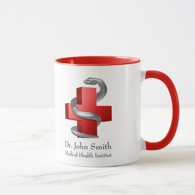 Rotes medizinisches Kreuz Silber-Symbol Schlange Tasse (Rechts)