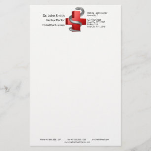 Rotes medizinisches Kreuz Silver Symbol Schlange S Briefpapier