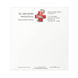 Rotes medizinisches Kreuz Symbol Schlange Silber S Notizblock