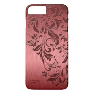 Rotes Metall gebürstetes Aluminium & Burgundy Lace Case-Mate iPhone Hülle