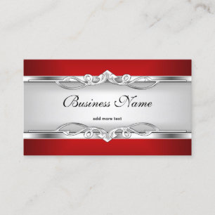 Rotes Metall mit Chrom-Optik Eleganter Weißer Stil Visitenkarte