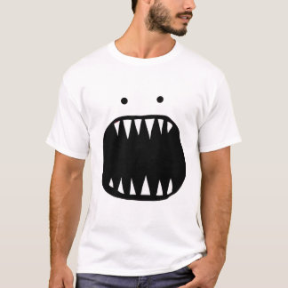 Rotes minimales Monster-Gesicht T-Shirt
