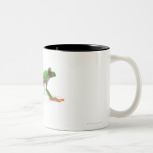 Rotes mit Augen Baumfroschgehen Zweifarbige Tasse