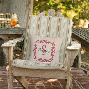 Rotes mit Monogramm mit Leinwand-Druck-Kissen Kissen