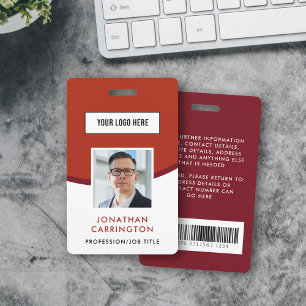 Rotes Mitarbeiter-ID-Logo-Foto-Barcode-Abzeichen Ausweis