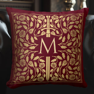 Rotes Mittelalterliches Goldschwert Monogram Kisse Kissen