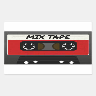 Rotes Mix Tape - Retro-Geschenk im Stil der 80er u Rechteckiger Aufkleber