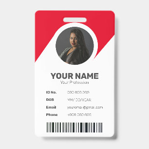 Rotes modernes, chic-minimales ID-Barcode-Mitarbei Ausweis