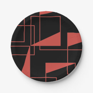 Rotes, modernes, dynamisches, trendy geometrisches pappteller