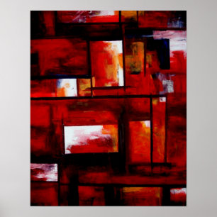 Rotes modernes orientalisches abstraktes Poster Pr