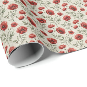 Rotes Mohn-Blumen-Geschenkpapier Geschenkverpackun Geschenkpapier