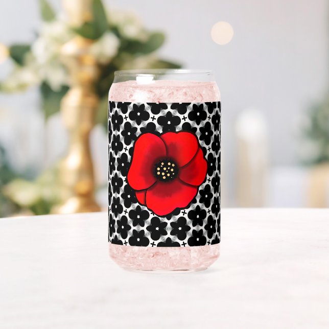 Rotes Mohn-Blumen-Trinkset Dosenglas (Insitu (Hochzeit))
