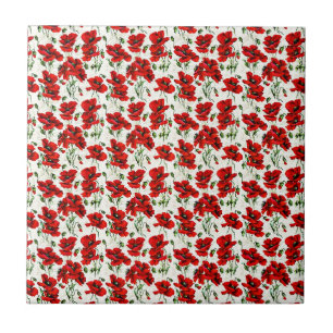 Rotes Mohn-Design Fliese