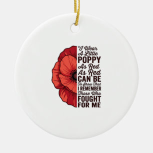 Rotes Mohn Gedenkzitat Vektor-Shirt-Design_1 Keramik Ornament