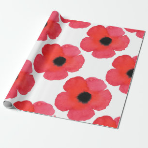 Rotes Mohnblumen-Muster Geschenkpapier