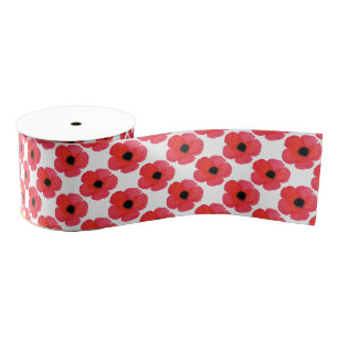 Rotes Mohnblumen-Muster Ripsband