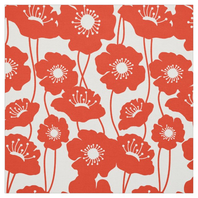 Rotes Mohnblumen-Muster Stoff (Muster)