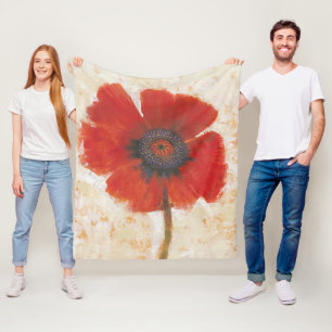 Rotes Mohnblumen-Porträt Fleecedecke